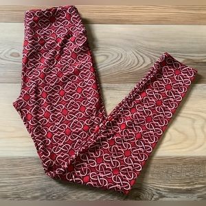 Ladies LULAROE heart& infinity leggings size OS( one size ) EUC